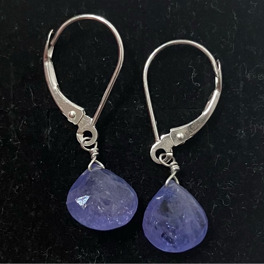 14K White Gold Tanzanite Drop Earrings